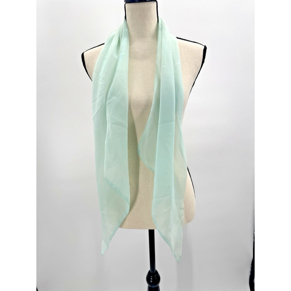 Womens Asymmetrical Skinny Scarf Mint Sheer Flare Edge Fairycore Ethreal Mermaid